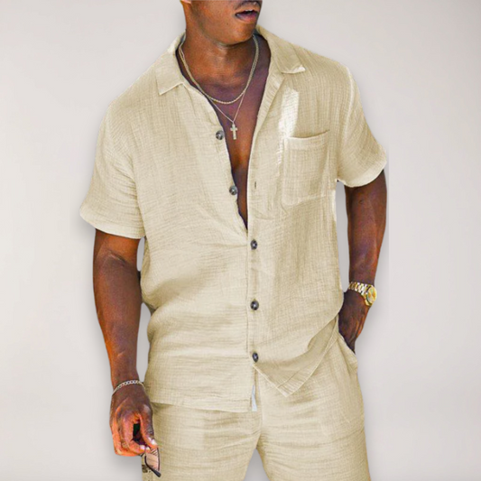 Ronan | Men’s Camp Collar Shirt & Shorts Resort Set