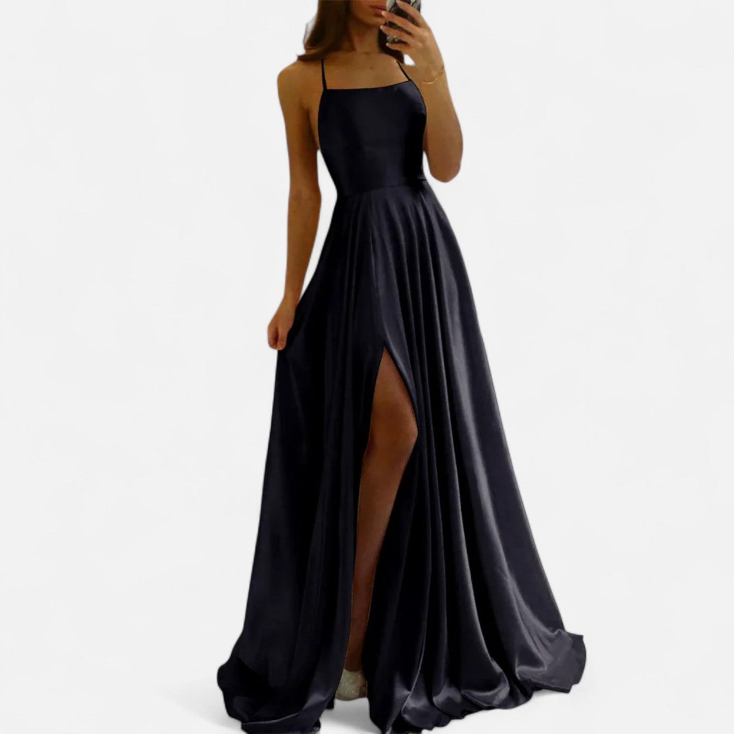 Women’s Modern Fit Satin Slit Maxi Dress