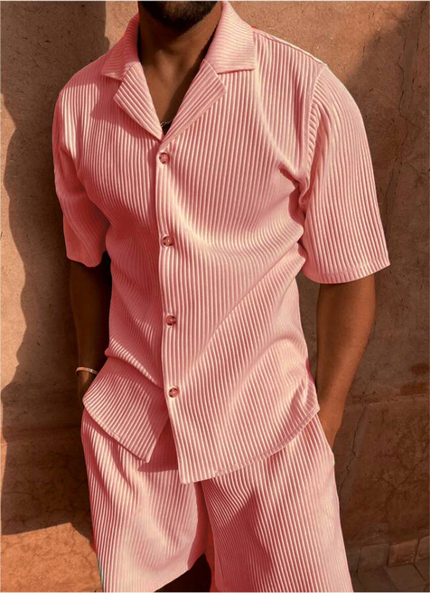 Rowan | Men’s Ribbed Two-Piece Button-Up Resort Set