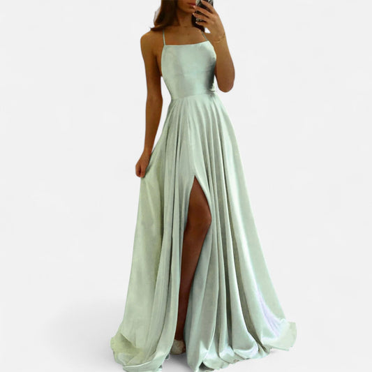 Women’s Modern Fit Satin Slit Maxi Dress