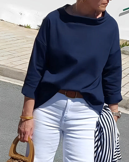 Stella | Women’s Structured Rolled Neck Boxy Blouse
