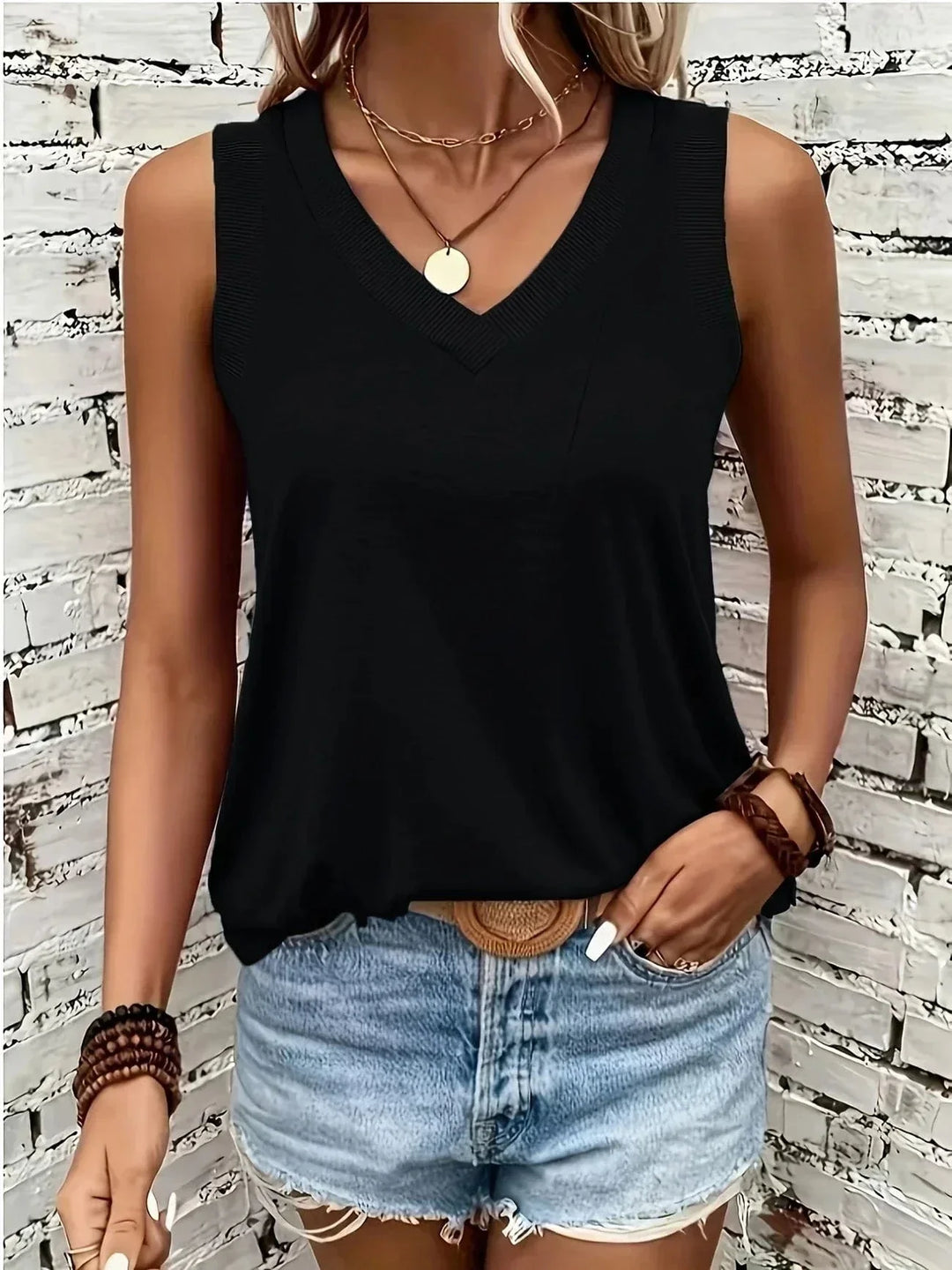 Solenya | Casual V-Neck Tank Top