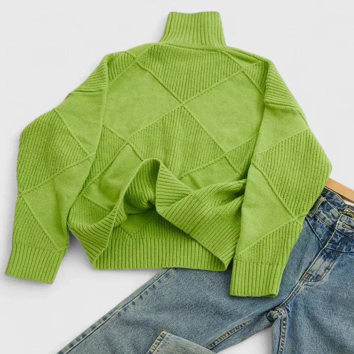 Elowen | Diamond-Knit Turtleneck Sweater