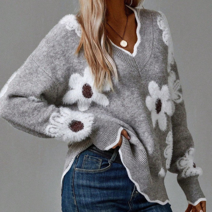 Zara | Classy Floral Knit Sweater