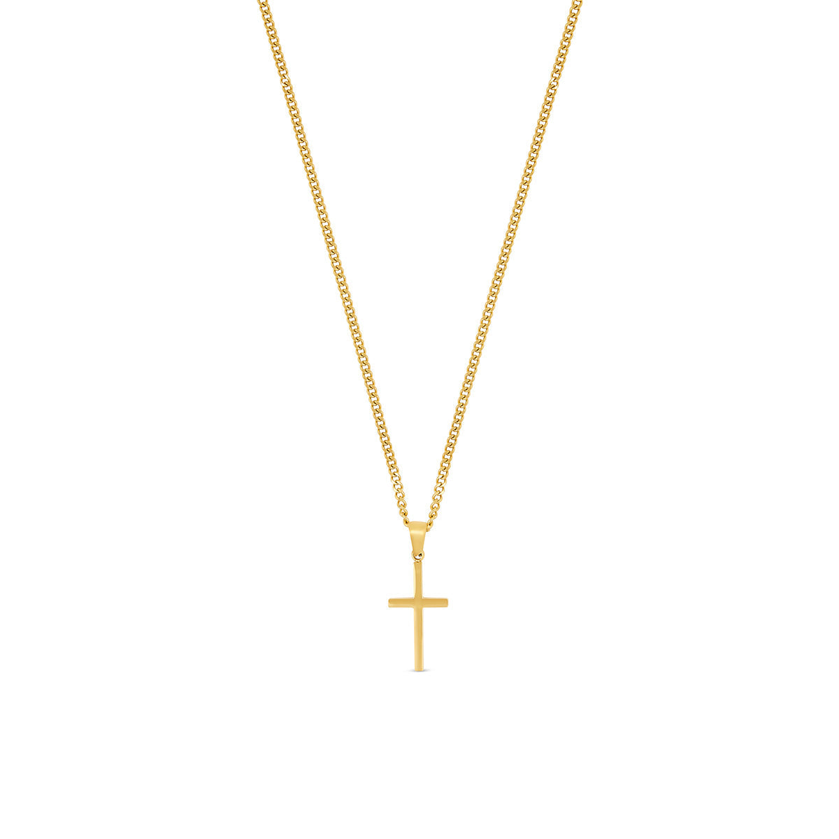 Flat Cross Pendant Necklace - Gold