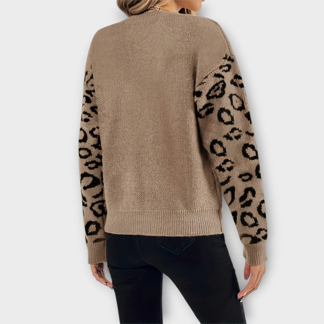Sabria | Chic Leopard Accent Sweater