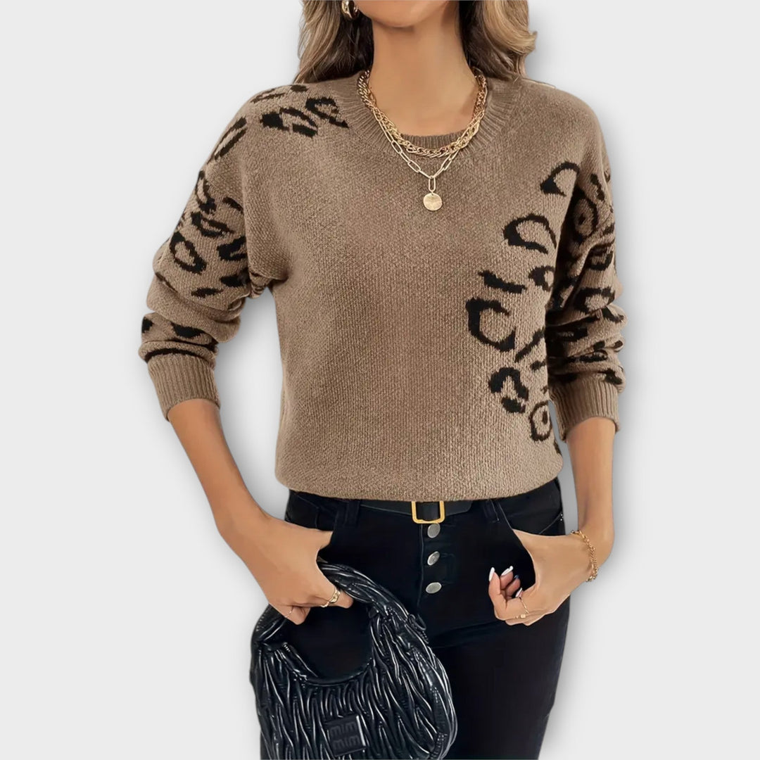 Sabria | Chic Leopard Accent Sweater