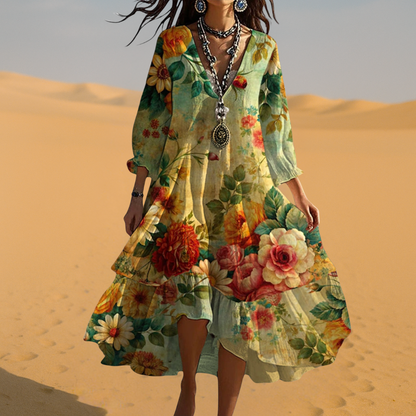 Women's Vintage Boho V-Neck Summer Dress