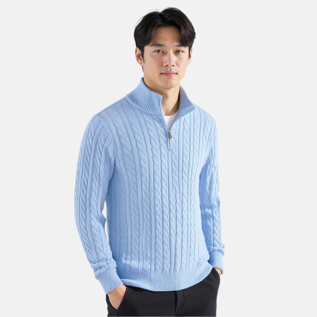 Cable-Knit Half-Zip Sweater