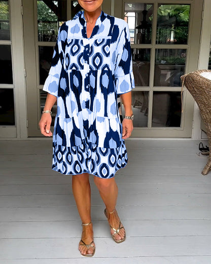 Cleo | Women's Abstract Print Tiered Smock Dress