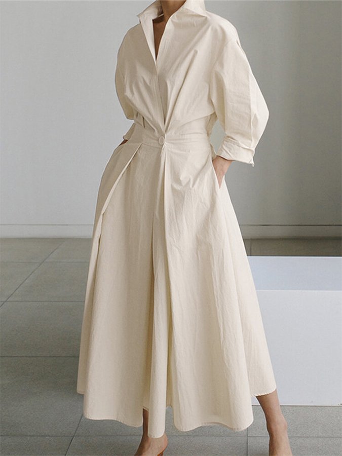 Women’s Belted Shirt Maxi Dress
