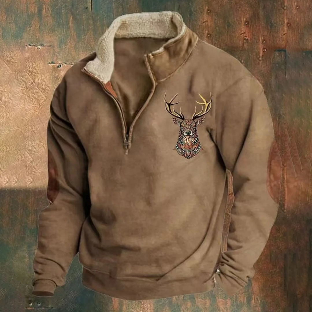 Men’s Embroidered Deer Pullover