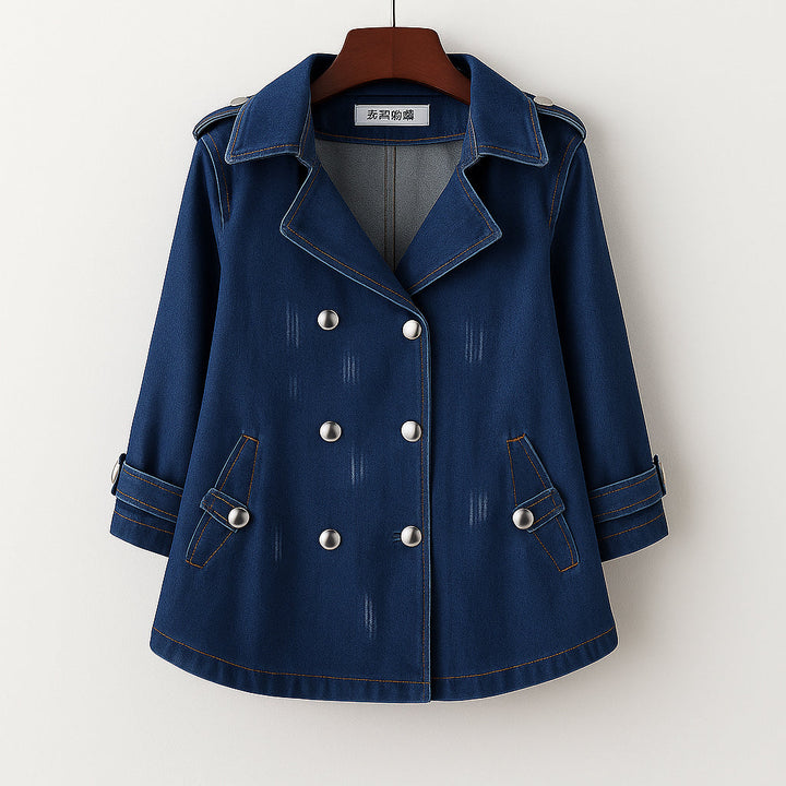 Elara | Modern Denim-Style Trench Coat
