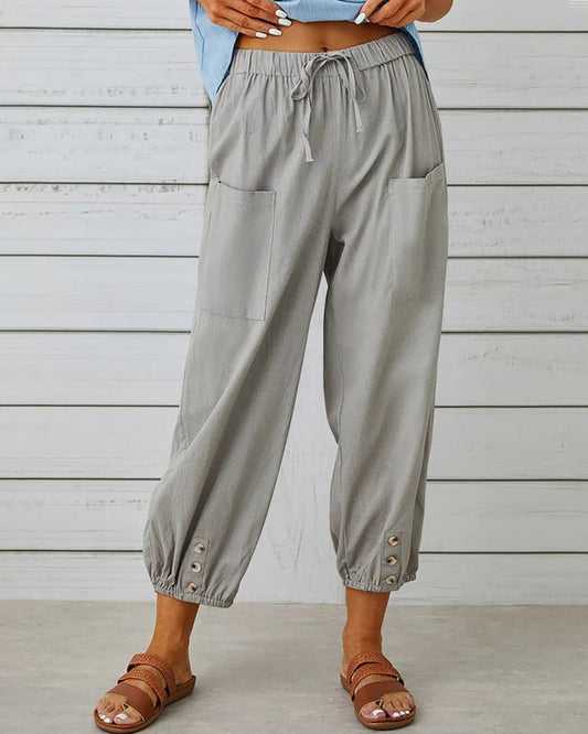 Eden | Women's Lightweight Drawstring Cropped Pants