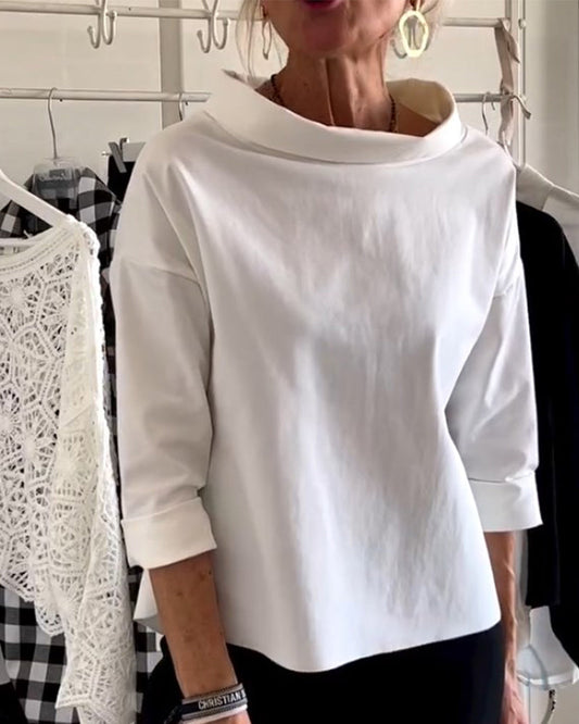 Stella | Women’s Structured Rolled Neck Boxy Blouse