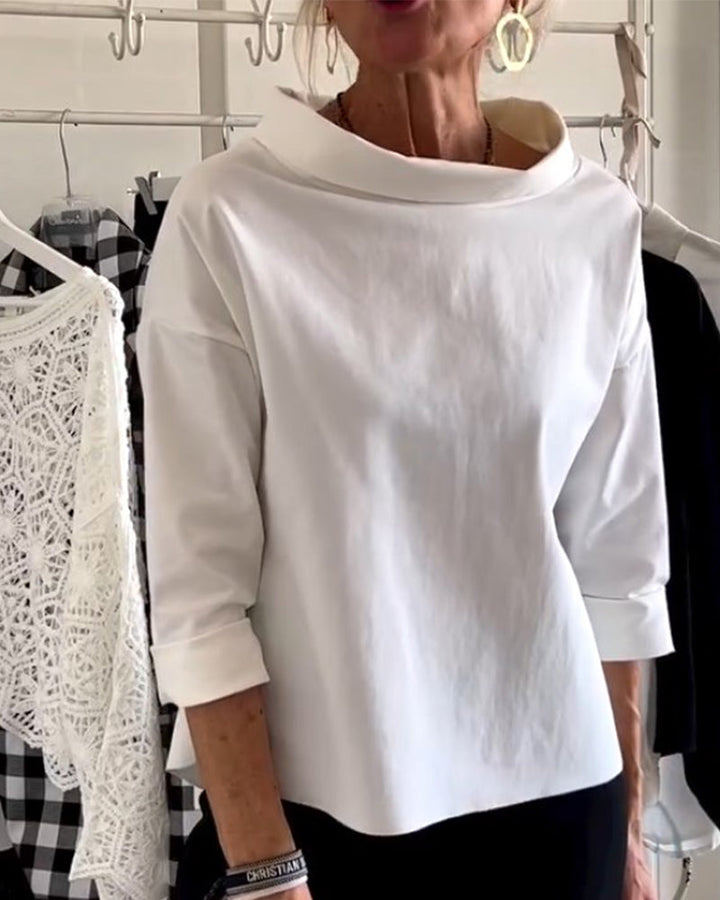 Stella | Women’s Structured Rolled Neck Boxy Blouse