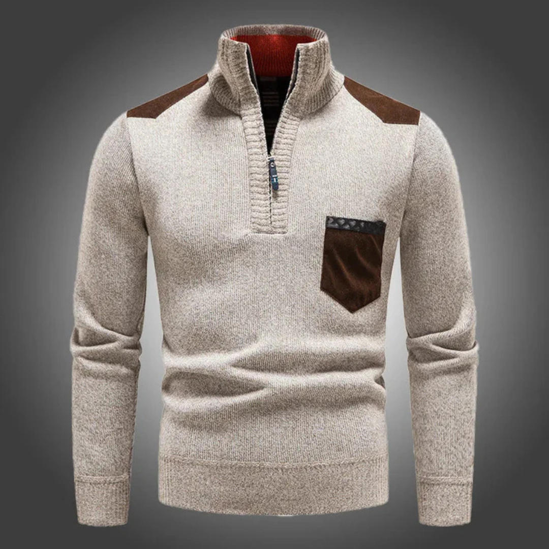 Quarter-Zip Men’s Sweater with Chest Pocket