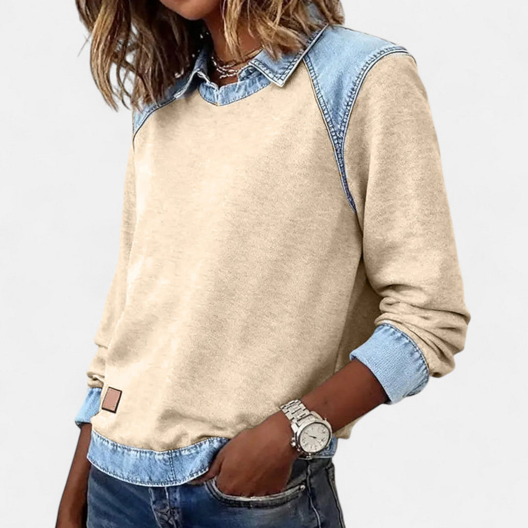 Elora | Layered Casual Denim Sweater