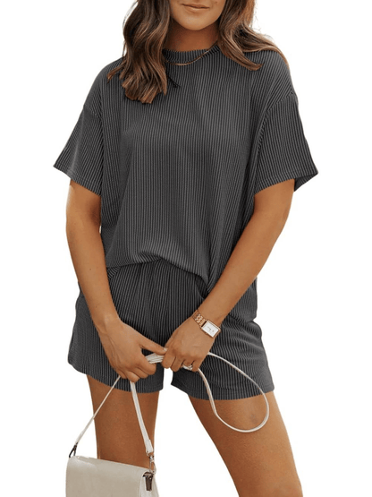 Claudia | Women’s Ribbed Knit Top & Shorts Set