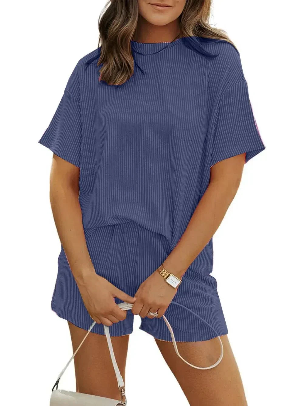 Claudia | Women’s Ribbed Knit Top & Shorts Set