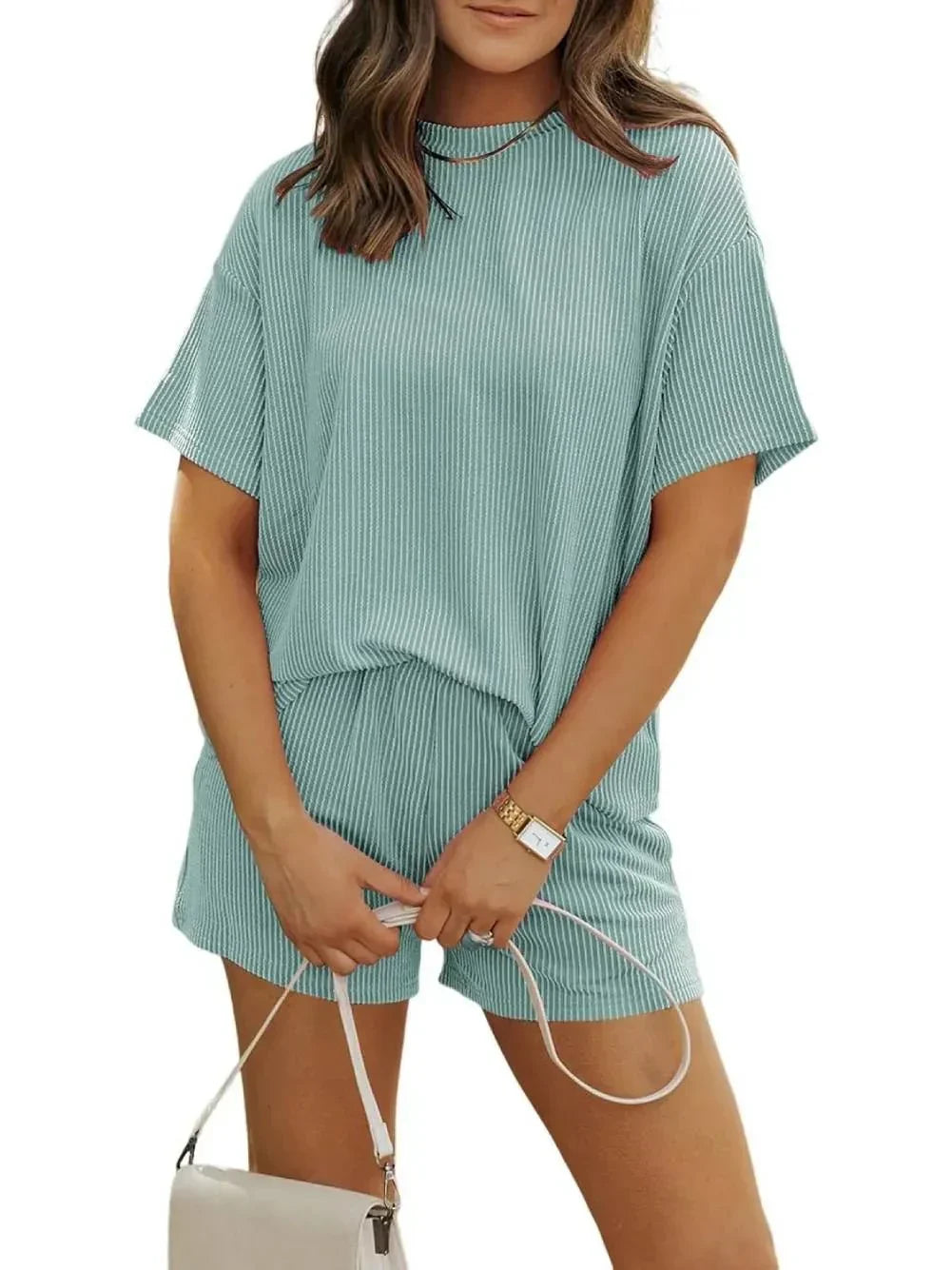 Claudia | Women’s Ribbed Knit Top & Shorts Set