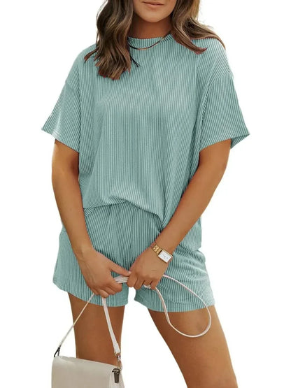 Claudia | Women’s Ribbed Knit Top & Shorts Set