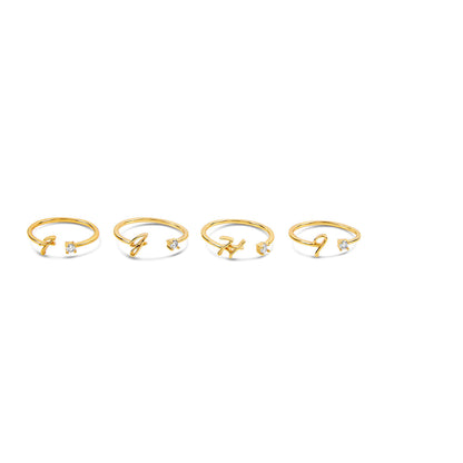 Scripture Stone Initial Adjustable Ring - Gold