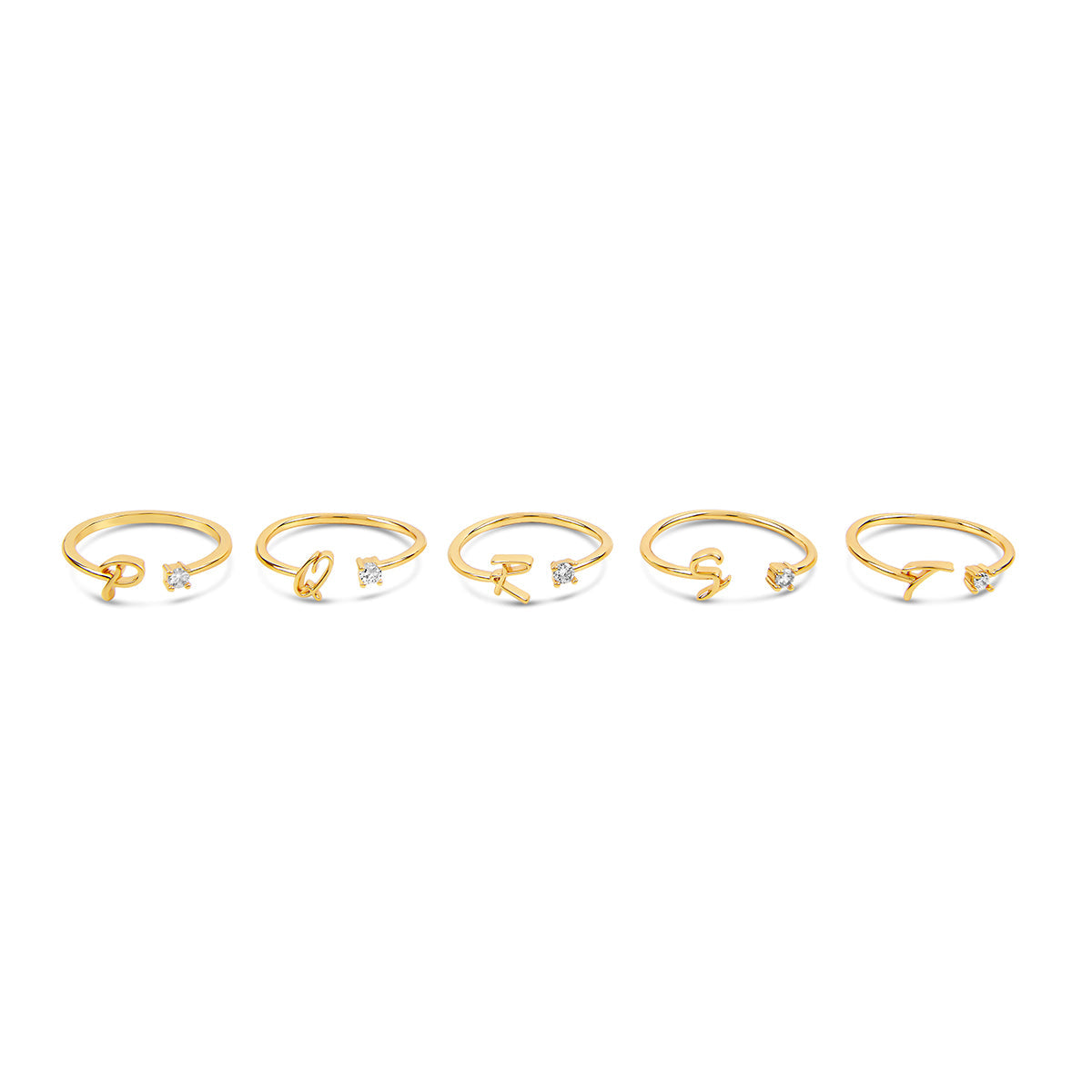 Scripture Stone Initial Adjustable Ring - Gold