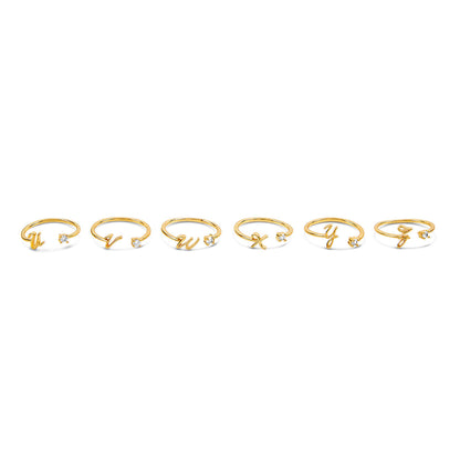 Scripture Stone Initial Adjustable Ring - Gold