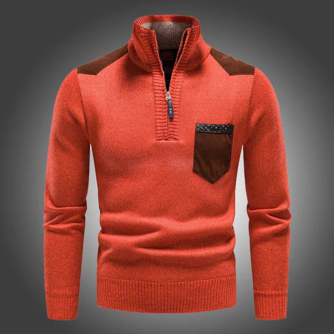 Quarter-Zip Men’s Sweater with Chest Pocket