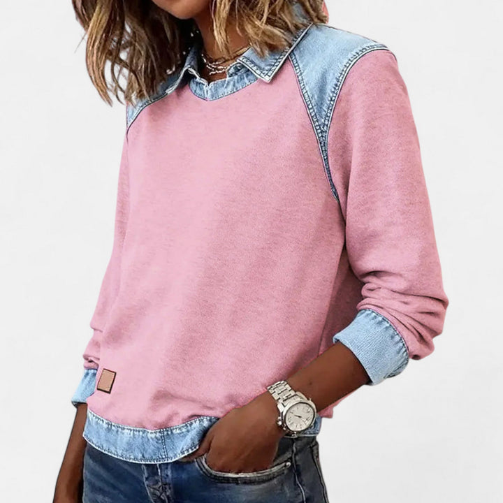 Elora | Layered Casual Denim Sweater
