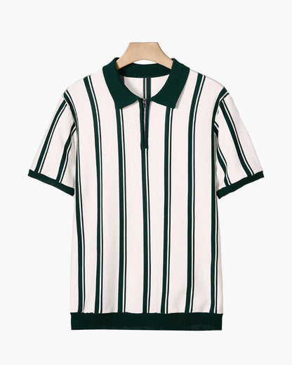 Rylan | Men’s Quarter-Zip Vertical Stripe Fine-Knit Polo
