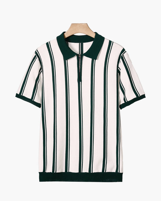 Rylan | Men’s Quarter-Zip Vertical Stripe Fine-Knit Polo