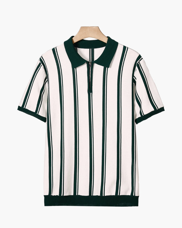 Rylan | Men’s Quarter-Zip Vertical Stripe Fine-Knit Polo