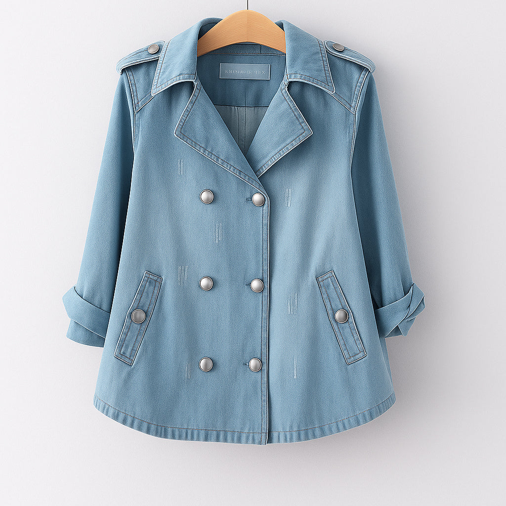 Elara | Modern Denim-Style Trench Coat