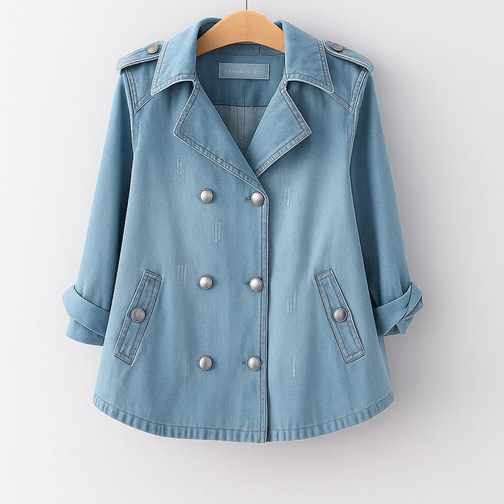Elara | Modern Denim-Style Trench Coat