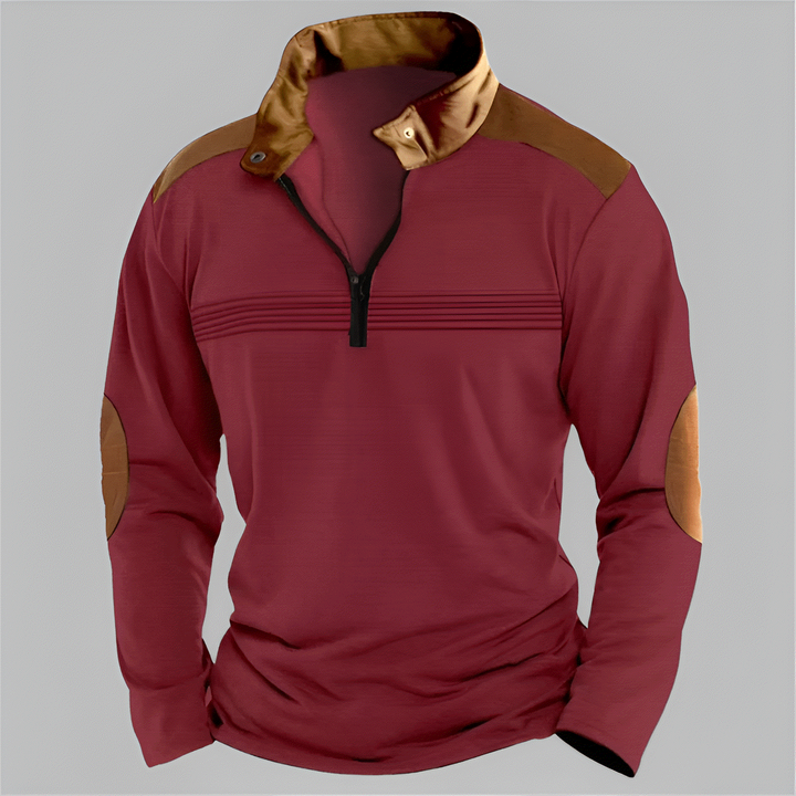 Contrast-Detail Half-Zip Pullover