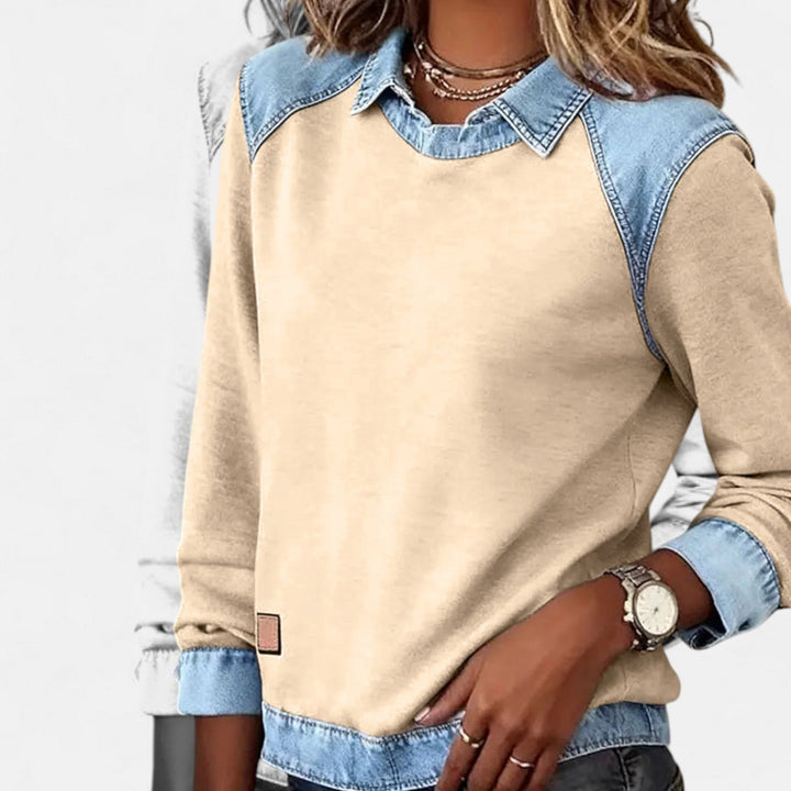 Elora | Layered Casual Denim Sweater