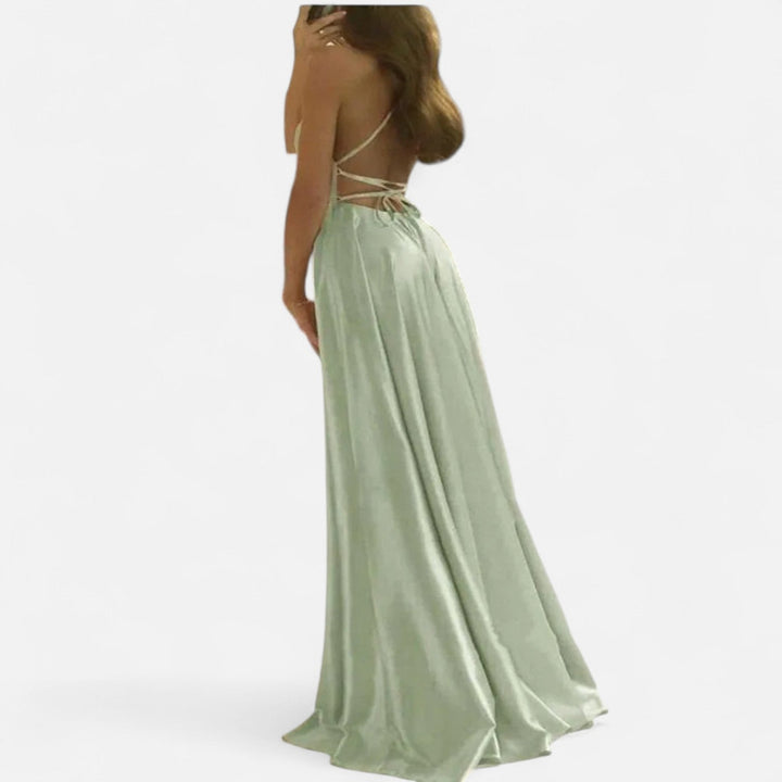 Women’s Modern Fit Satin Slit  Maxi Dress