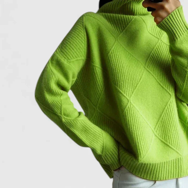 Elowen | Diamond-Knit Turtleneck Sweater
