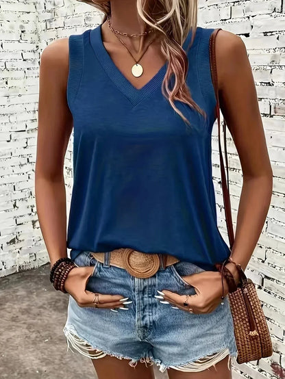 Solenya | Casual V-Neck Tank Top