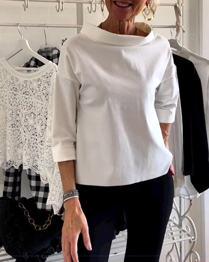 Stella | Women’s Structured Rolled Neck Boxy Blouse