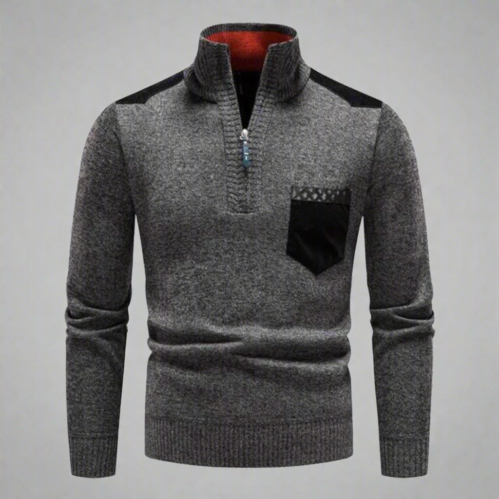 Quarter-Zip Men’s Sweater with Chest Pocket