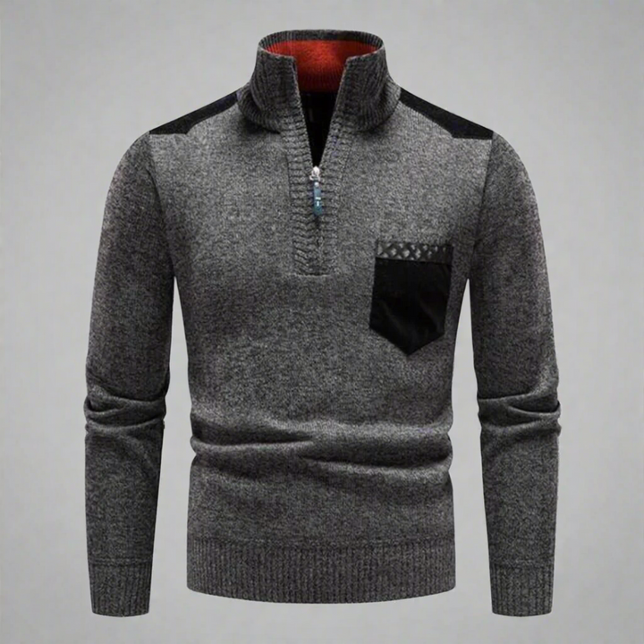 Quarter-Zip Men’s Sweater with Chest Pocket