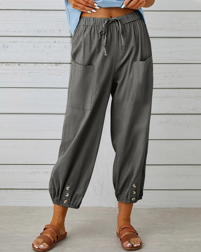 Eden | Women's Lightweight Drawstring Cropped Pants