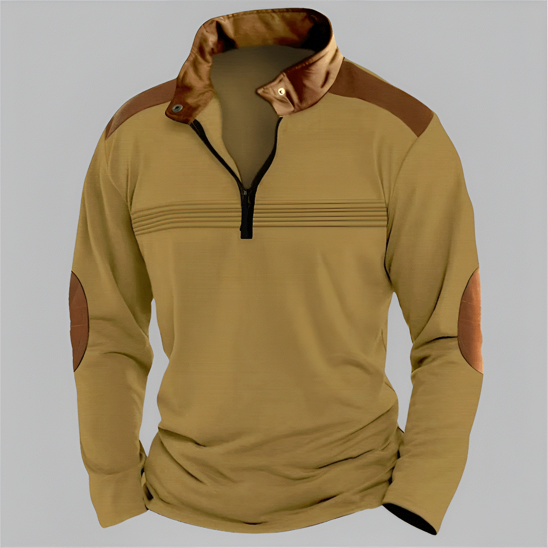 Contrast-Detail Half-Zip Pullover