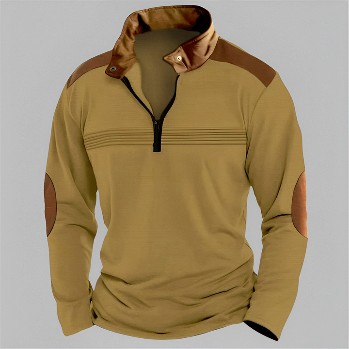 Contrast-Detail Half-Zip Pullover