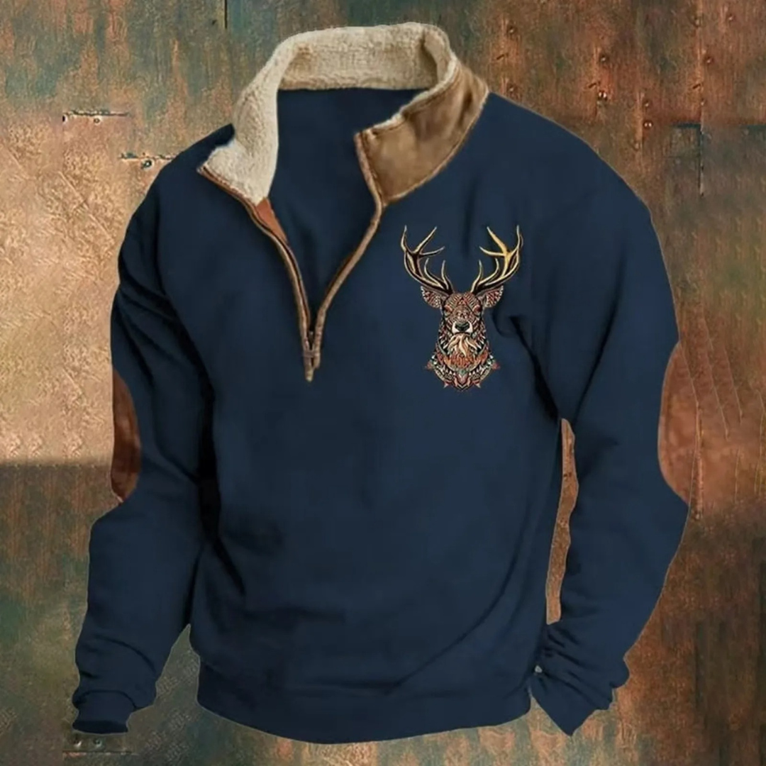 Men’s Embroidered Deer Pullover