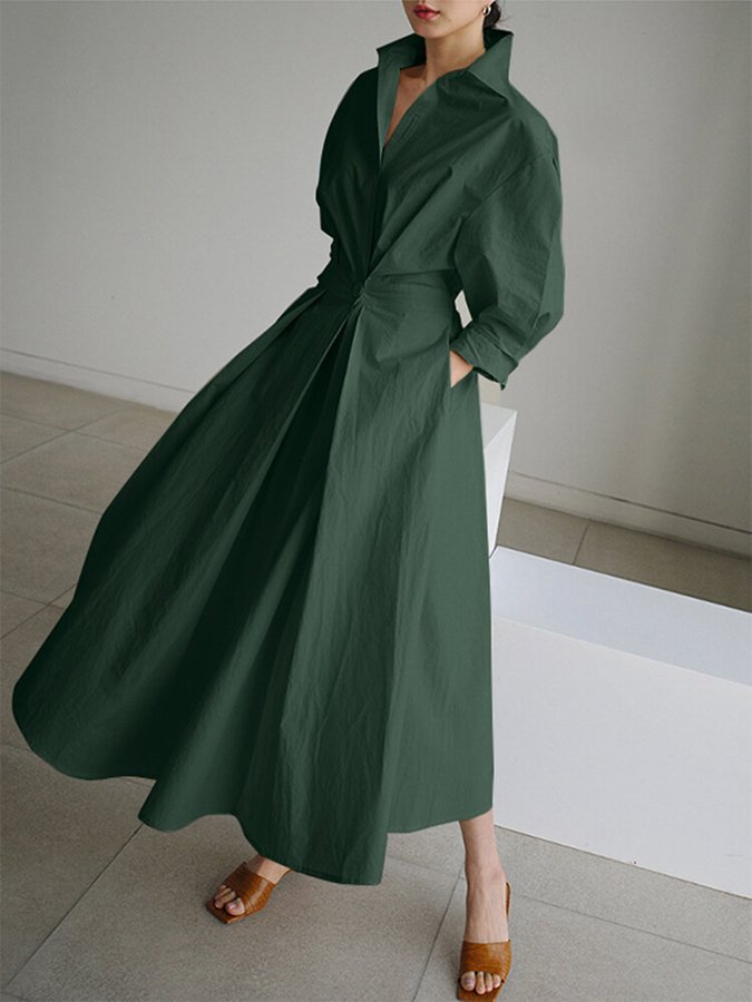 Women’s Belted Shirt Maxi Dress