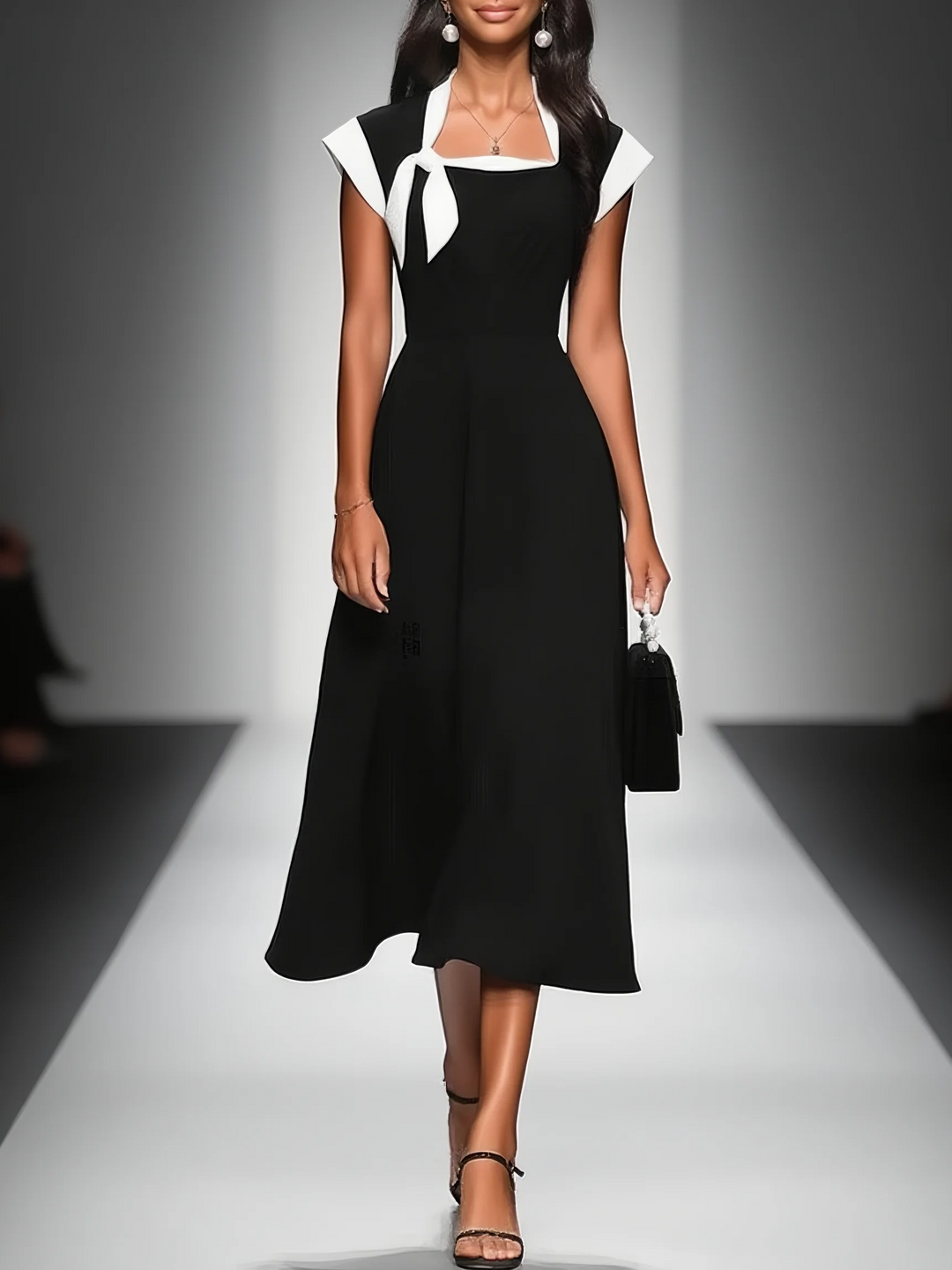 Mirelliane | Elegant Contrast Women’s Midi Dress